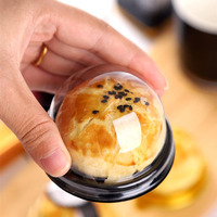 Boîte de conteneur pour mini-gâteaux de lune jetables, boîte en plastique transparent PET, dôme rond, emballage pour pâtisserie à base de jaune d'œuf