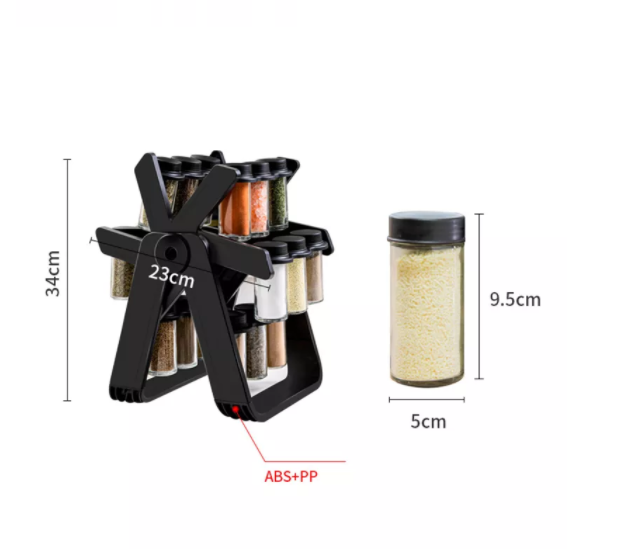 18 Cans Rotating Ferris Wheel Spice Condiment Glass Seasoning Rack Set Estante De Cocina