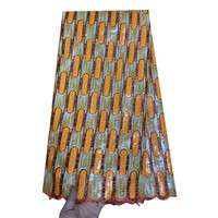 Tissu Organza Africain Brodé Multicolore à Paillettes Solubles dans l'Eau, en Polyester/Coton Lourd, Dentelle Occultante Tendance