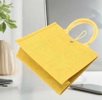 Grand sac fourre-tout à provisions en jute recyclé jaune avec logo personnalisé, en lin écologique pour le transport et l'impression