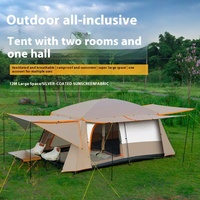 Tente pliante portable de deux pièces en toile Oxford anti-soleil et anti-pluie pour le camping en plein air grand espace de vie pour le glamping