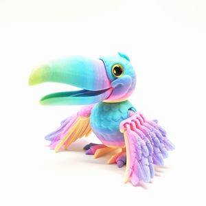 2026 Jouet de simulation d'oiseau perroquet à bec ouvert imprimé en 3D, créatif et amusant, avec ailes entièrement articulées et mobiles, modèle de simulation d'oiseau, ornements de bureau, cadeau - Product Image 1