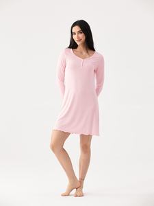 Camisón de <span class=keywords><strong>Dormir</strong></span> Personalizado para Mujer, Color Rosa, Algodón Orgánico Suave, Bambú, Certificado OEKO-TEX, Camisón Acanalado - Product Image 3