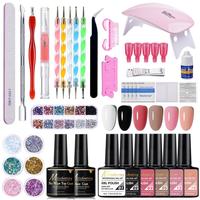 Kit de vernis à ongles en gel B1734 25 pièces avec moules, pinceaux et outils de ponçage, ensemble de manucure professionnel