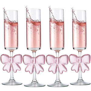 Copas de Champán Rosadas Hechas a Mano en Francia, Venta al Por Mayor del Fabricante, Copas de Champán de Vidrio con Colores Personalizados para Banquetes de Boda - Product Image 1