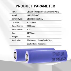 Абсолютно новая литий-железо-фосфатная (LiFePO4) аккумуляторная батарея INR21700 40T 3.6V 4000mAh, 800 циклов, для электроинструментов и электровелосипедов, перезаряжаемая, ток разряда 50A, скорость разряда 13C - Product Image 3