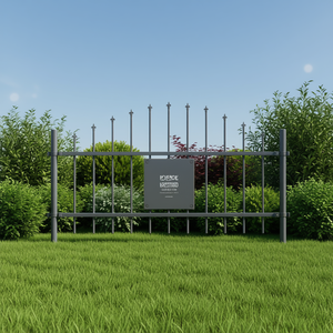 Clôture de jardin en acier gris thermolaqué 170 x 140 cm avec plaque décorative - Product Image 2