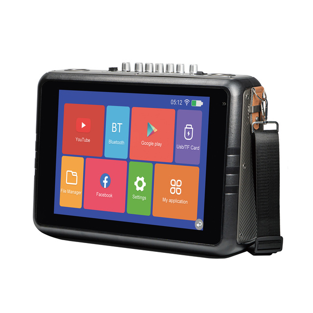 Protek Portable Outdoor All-in-One Karaoke System Android 14inch Screen Touch Panel Remote Control Wireless Mic Battery Powered