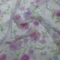 Tissu en dentelle tricotée brodée de sequins pour robes de mariée, robes de soirée, costumes de scène, motifs imprimés pour femmes, garniture cordonnée
