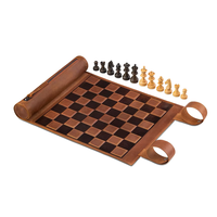 Échiquier en cuir enroulable de qualité supérieure, kit d'échecs international portable pour l'extérieur avec tube de rangement pour les loisirs en famille et les voyages en voiture