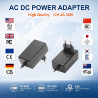 Adaptateur secteur 12V 3A 36W certifié CE GS EMC, niveau VI d'efficacité énergétique, alimentation à découpage AC/DC, prise EU pour appareils de maison et de bureau