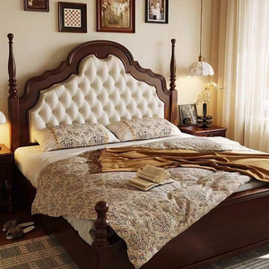 <span class=keywords><strong>Lit</strong></span> en <span class=keywords><strong>bois</strong></span> vintage classique KMJ sur mesure pour chambre d'hôtel, avec tête de <span class=keywords><strong>lit</strong></span> capitonnée, disponible en tailles Queen et King - Product Image 1