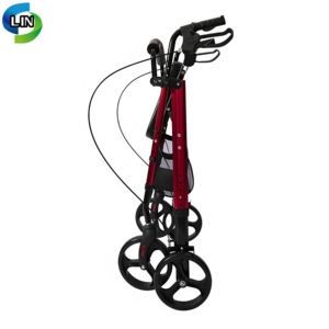 Foldable Rollator <b>Walker</b> with Seat Lightweight Mobility Aid Durable Aluminum <b>Frame</b> Storage Pocket for Elderly - Product Image 2