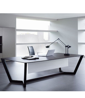 Table de bureau pratique CANDU Soho, design de bureau, surface solide en bois/pierre, finition brillante, prise escamotable sans fil, garantie 10 ans