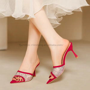 New Fine Rhinester High Slippers Pointed Open Toe High-<b>heeled</b> Sandals - Product Image 1
