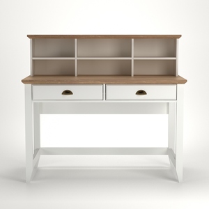 โต๊ะเขียนหนังสือลายไม้สีขาวคลาสสิกพร้อมที่เก็บของสำหรับโฮมออฟฟิศ - Product Image 2