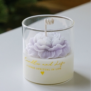 زهرة زهور فاخرة شمع الصويا هدية عيد الحب جرة زجاجية زهرة الفاوانيا زخرفة العطر العطرية حسب الطلب - Product Image 4