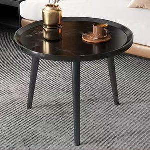 Mesa de Centro Redonda de Madera Maciza de Cedro con 3 Patas de Hierro, Estilo Industrial, Duradera, para Muebles de Sala de Estar o Balcón - Product Image 2