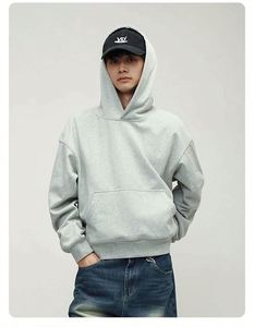 H5456 Style streetwear, vente en gros, personnalisable, mélange de coton 360 g/m², sans cordon, coupe ample, sweats à capuche oversize pour hommes - Product Image 5