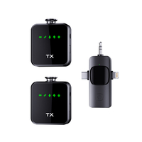 Kit Mikrofon Nirkabel Omni-directional 3-in-1 Baru 2Mics Pegangan Genggam Penyangga Kerah Ponsel Kamera Studio Vlog Perekaman Tipe C