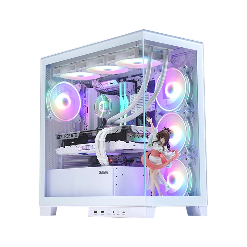 SAMA New Arrival MATX Mini ITX Case PC Gamer 360mm Liquid Cooler Tempered Glass Gaming Computer Case