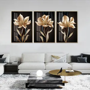 Huamiao 40*60cm moderna arte della parete fiore 3D pittura decorativa per la casa stampa di porcellana di cristallo pittura