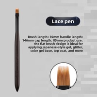 Pinceau à gel UV en bois de santal japonais élastique à long manche pour nail art, stylo applicateur de base coat, ensemble de pinceaux pour dégradé et mélange de motifs