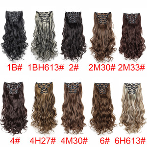 Extensiones de Cabello Largas y Onduladas con Clip para Mujer, 18 Pulgadas, 6 Piezas/Juego, con 16 Clips, Fibra Sintética Resistente a Altas Temperaturas - Product Image 2