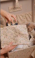 Broderie florale Mini valise boîte-cadeau tissu bébé mémoire vêtements emballage boîte enfant jouet souvenir stockage fermeture éclair sac pochette