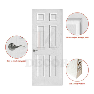 Cửa gỗ nội thất lõi rỗng, 6 tấm, sơn lót trắng, lắp đặt sẵn cho căn hộ - Product Image 2