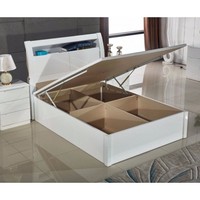 NOVA CUS-MFAA006 UK Offre Spéciale Blanc Rangement Haute Brillant Lit Double Avec Lumière Led Et Tête De Lit De Rangement