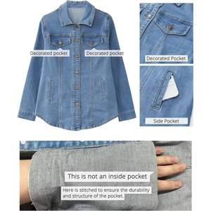 Luvamia 2025 Veste en jean décontractée pour femme Veste surdimensionnée occidentale avec bouton et poches Denim lavé - Product Image 6