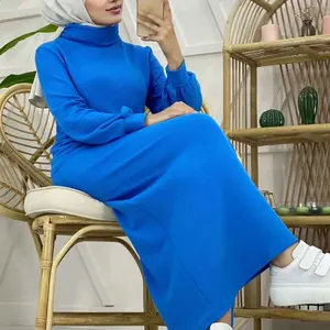 OEM Latest Designs Autumn Winter Cotton Femmes Robe Musulmane Dubai Turkish Modest Women's Dress