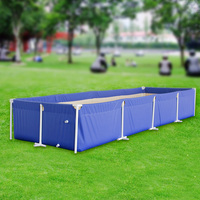 Grande piscine rectangulaire pliante pour la famille, baignoire à cadre en plastique de couleur bleue ou personnalisée de 0.60mm
