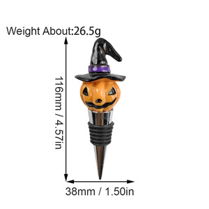 Halloween Pumpkin Wine Stopper With Witch Hat Plastic Sealing Bottle Stopper For Wine Preservation - Product Image 4
