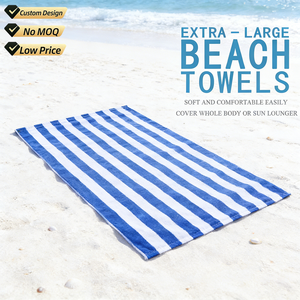 Toallas de Playa Personalizadas 100% Algodón de Secado Rápido, Libres de Arena, con Logotipo Personalizado, Personalización para Piscina, Cabana, Toallas de Playa con Rayas - Product Image 1