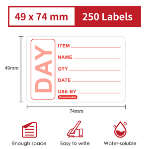 Label Penyimpanan Larut Air yang Dapat Dibersihkan, Stiker Dapur Berlabel Tanggal, Bebas Residu, Aman untuk <span class=keywords><strong>Freezer</strong></span>, Microwave, dan Mesin Cuci Piring 250 Pcs/Roll - Product Image 2
