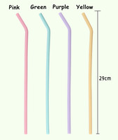 Lot de 4 pailles pliées extra longues de 29cm, réutilisables, en silicone résistant à la chaleur, pour différentes tasses.