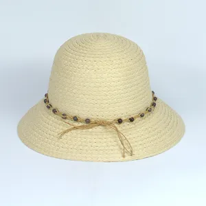 Custom Fashion Women Summer Beach Fisherman's Hats Small Brim Floppy Bucket Paper Straw Hat