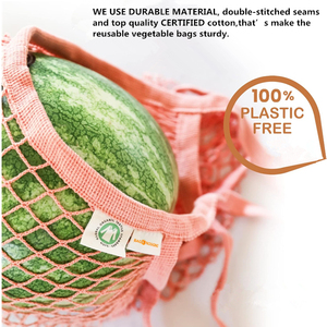 Sac fourre-tout en coton biologique écologique avec logo personnalisé sac en filet pliable pour les courses de fruits et légumes utilisation de cadeaux alimentaires - Product Image 5