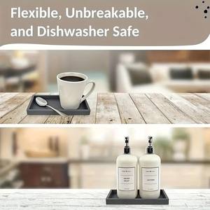 סיליקון מגשי היורד מגשי אמבטיה גמיש אמבטיה מטבח כיור בקבוקים סבון בקבוקי משטח מגש למגש לסבון בושם מגבת סבון - Product Image 3