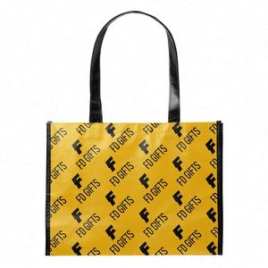 Sac fourre-tout personnalisé en non-tissé pour la vente en gros, sac d'épicerie écologique réutilisable en PP laminé, sac fourre-tout promotionnel - Product Image 1