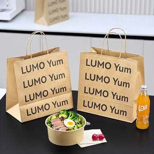 Bolsas de Papel Kraft Biodegradables y Ecológicas para Comida para Llevar, con Impresión Personalizada de su Propio Logotipo, para Restaurantes - Product Image 1