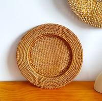 Assiettes de présentation en rotin tressé faites à la main de 13 pouces, sets de table en raphia tissé pour mariage, table à manger, décoration intérieure, tapis et sous-plats – Vente en gros