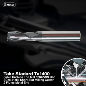 Fresa de metal duro Ttake Standard Ta1400 con recubrimiento Nano TiAlN, helicoidal de 30 grados, cortadora de ranuras cortas de 2 filos - Product Image 3