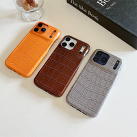 Étui de téléphone portable en cuir de style européen et américain, couleur unie, motif crocodile, pour iPhone