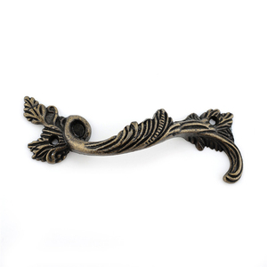 Maniglie di mobili antichi foglie <span class=keywords><strong>a</strong></span> strisce intagliate maniglie del cassetto porta scatola per gioielli armadietto bronzo tira armadio legno - Product Image 5