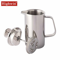 Cafetière à piston moderne en acier inoxydable à double paroi noir mat, portable, avec filtre à piston pour café et thé