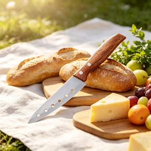 Wood handle multi-functional kitchen knife with sharp stainless steel blade. Fruit and <b>vegetable</b> cutter. Best-selling DIY OEM - Product Image 1