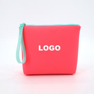 Mini Portable rose chaud été voyage femmes beauté pochette à glissière logo personnalisé gonflé néoprène trousse de maquillage étanche trousse de toilette - Product Image 1